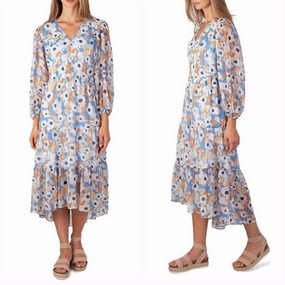 Joie Dresses & Skirts - NWT Joie "Printed Maxi Dress" Floral Fields Blue Orange Tiered | Women's Size M